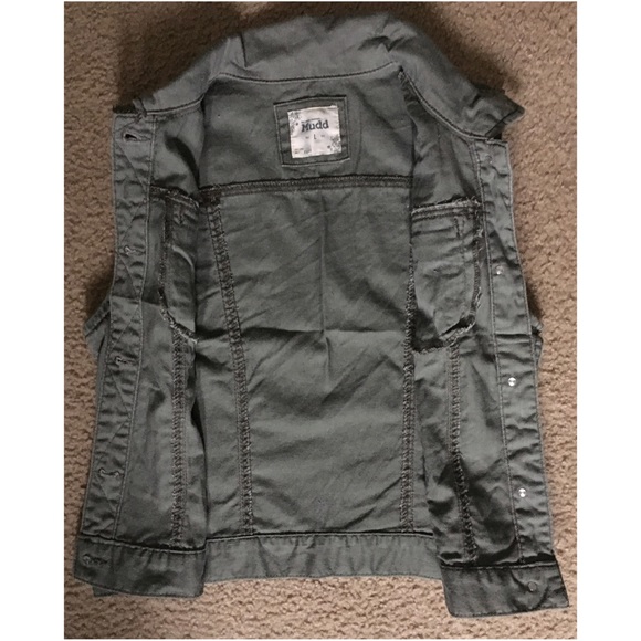Kohl’s MUDD Sage Green Denim Button-Down Vest Jacket - Picture 6 of 8